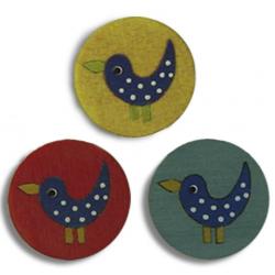 Jim Knopf Wood button birds 16mm