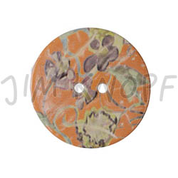 Jim Knopf Large coco wood button with flower motiv 40mm Orange