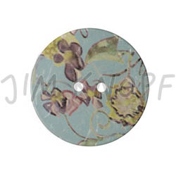 Jim Knopf Large coco wood button with flower motiv 40mm Türkis