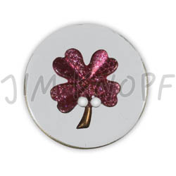Jim Knopf Resin Kunstharz Knopf Kleeblatt 20mm Pink auf Transparent