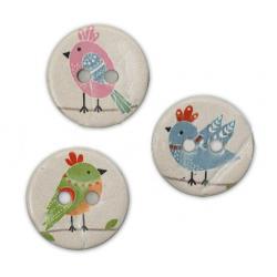 Jim Knopf Coco wood button cute birds 16mm