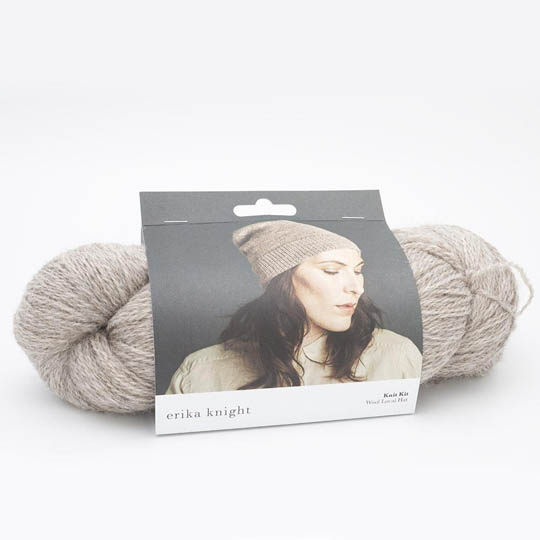 Erika Knight Knit Kits Wool Local Hat with pattern sleeves Bennett Pale Blue Deutsch