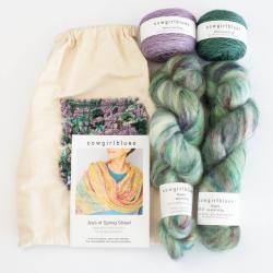 Cowgirl Blues Kit Joys of Spring Shawl hand dyed Karma Chameleon