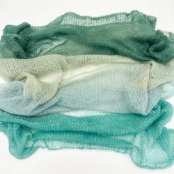 Cowgirl Blues Kit Cobweb Kidsilk Shawl hand dyed Greens Cowgirl Blues Kit Cobweb Kidsilk Shawl hand dyed Greens