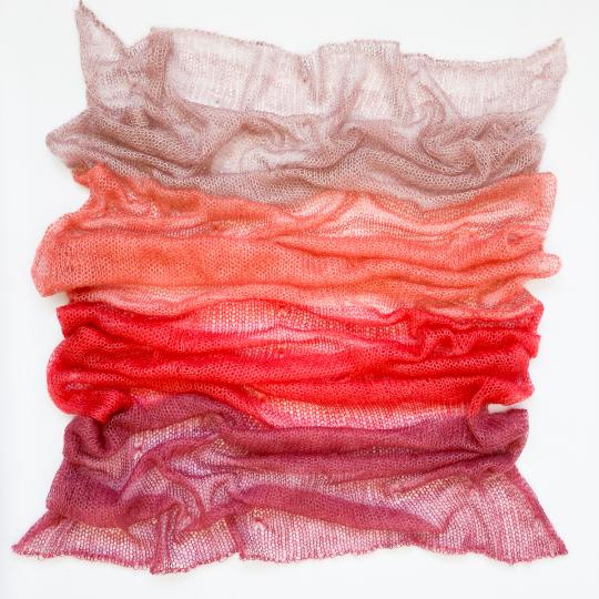 Cowgirl Blues Kit Cobweb Kidsilk Shawl hand dyed Pinks and Reds