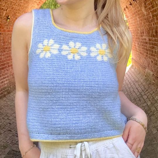 BC Garn Pattern Three-Times-A-Flower-Top englisch