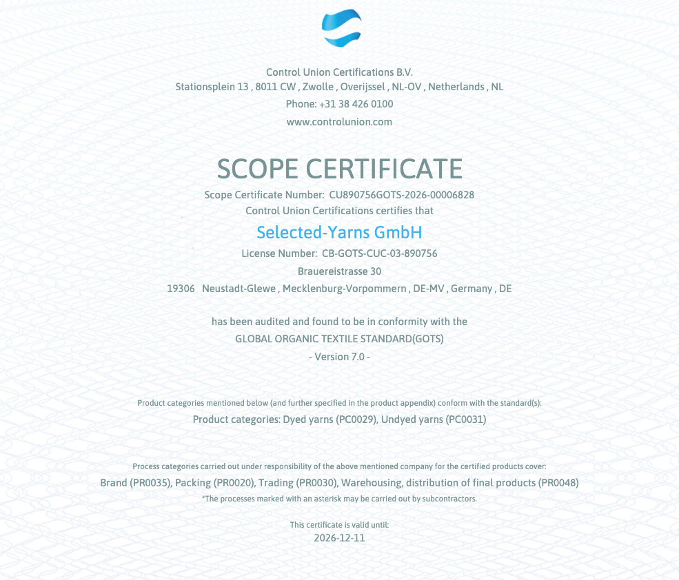 GOTS Zertifikat 2025