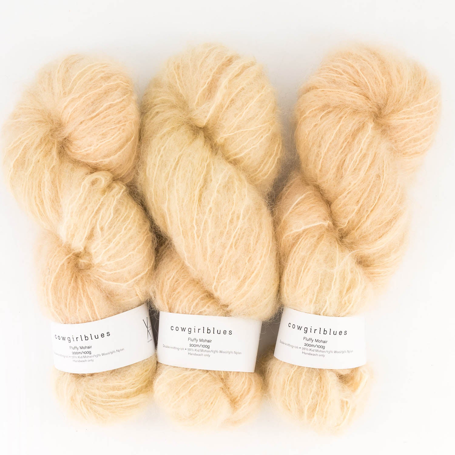 Fluffy mohair solids, hand-dyed