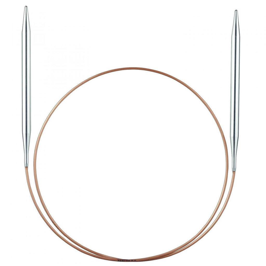 105-7 und 114-7 addiClassic Rundstricknadeln mit Messingspitze und Goldseil