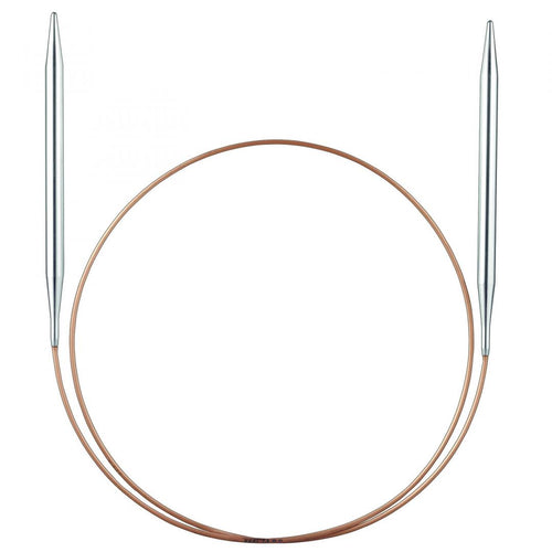 105-7 and 114-7 addiClassic circular knitting needles with brass tip and gold cable