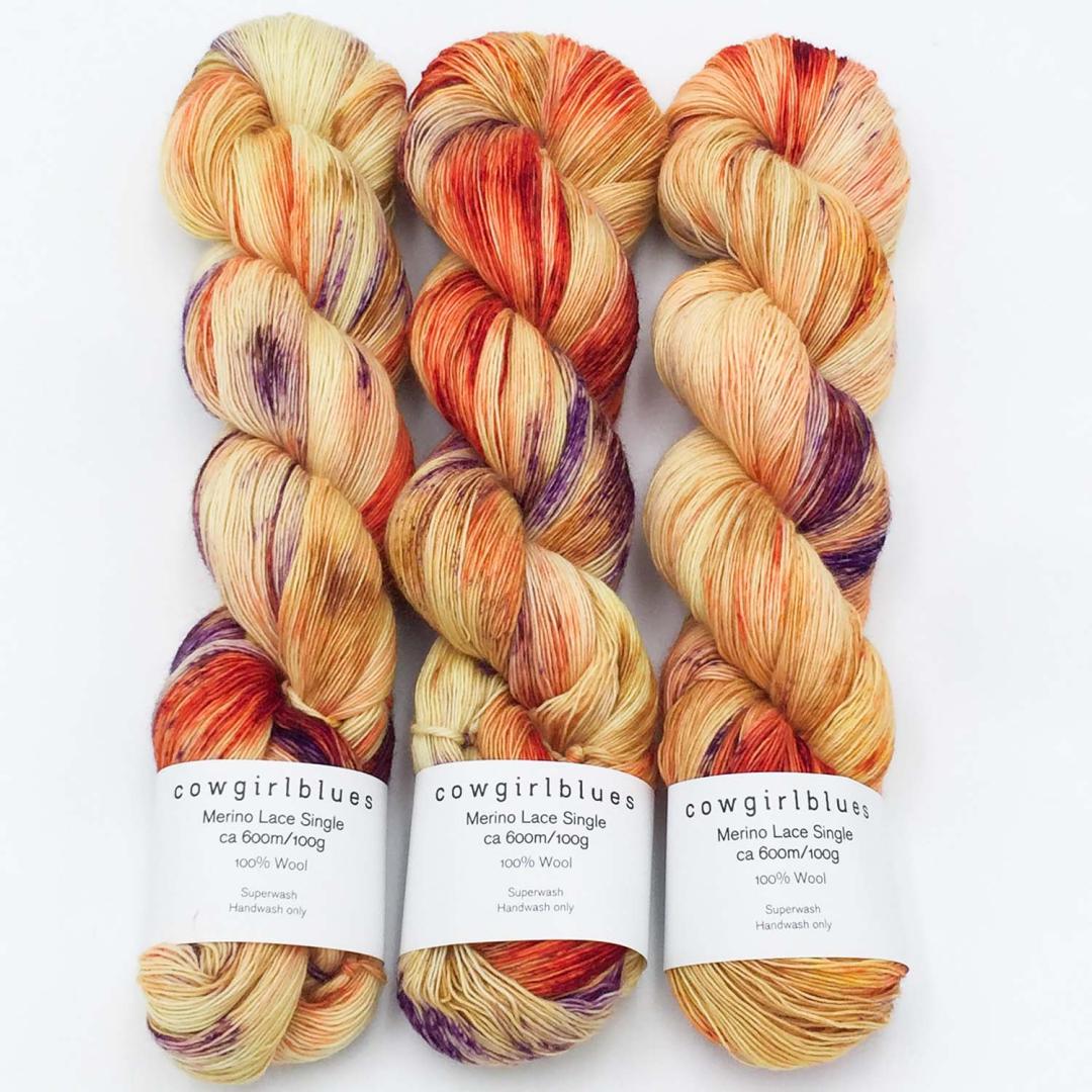 Merino SINGLE LACE Farbverlauf handgefärbt