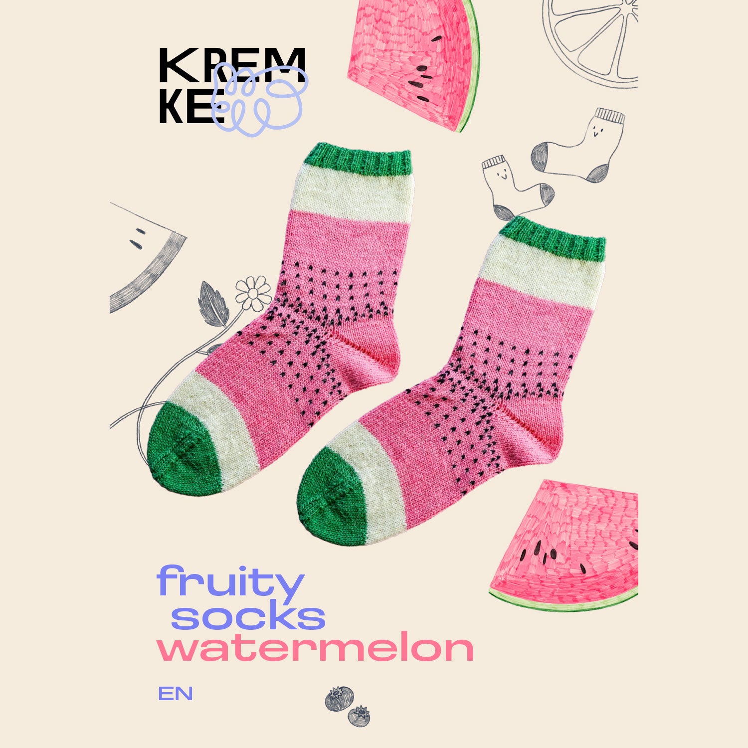Anleitung Fruity Socks Wassermelone