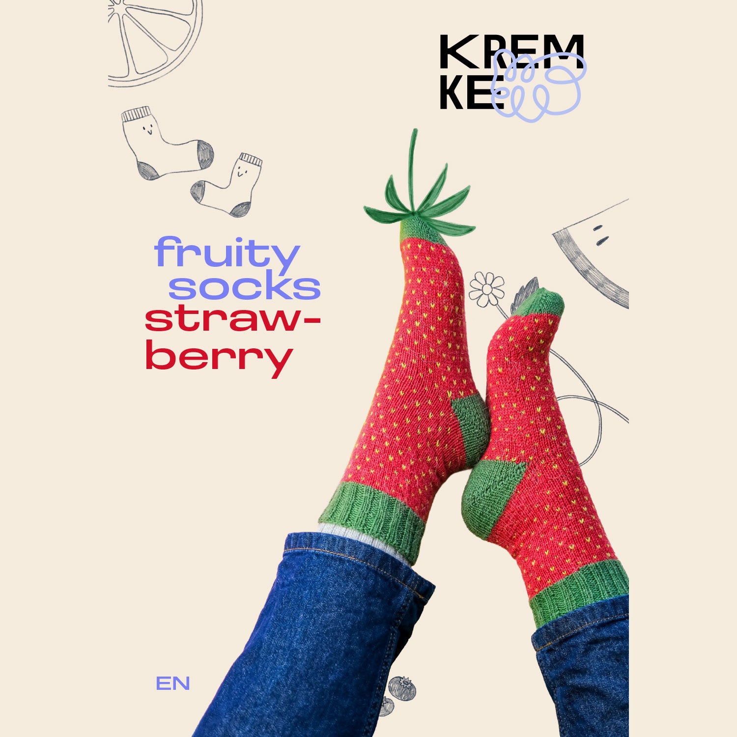 Anleitung Fruity Socks Erdbeere